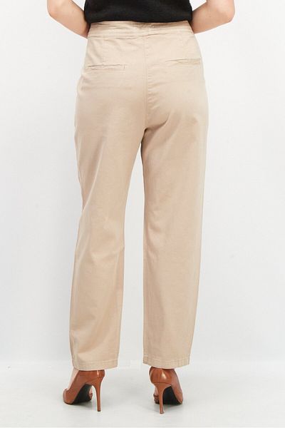 Esprit Women Regular Fit Solid High Rise Pants, Beige