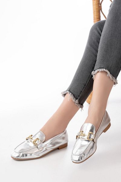 serkanseyyid 303 Daily Women's Ballerinas with Silver Buckle Accessories