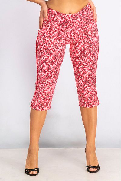 Tchibo Women Printed Stretch Capri Pants, Red