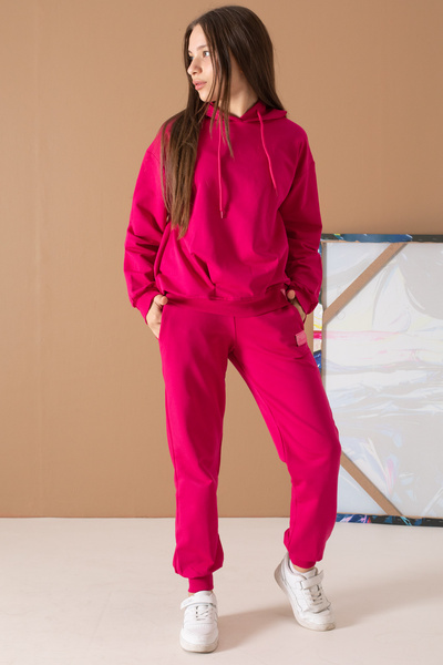 Cansın Mini Fuchsia Hooded Girl's Tracksuit Set - 19594