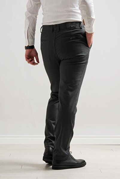 NOTRA Klasik Kesim Kışlık Gabardin Kumaş Likralı Boru Paça Erkek Pantolon