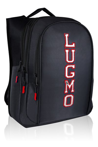 LUGMO Red Three-Compartment School and High School Bag - With Back Support and Emblem