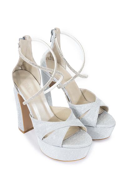 Tamer Tanca Women's Genuine Leather Gray Heeled Shoes
