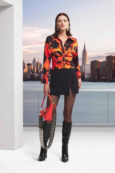 EXPLOSION Gold Metal Düğmeli Şort Etek