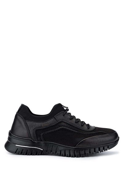 Tamer Tanca Women's Genuine Leather Black Nubuck Casual Shoes