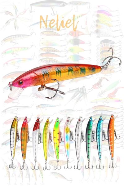 NELİEL 10cm 9gr Minnow, Sahte Yem, Lures,rapala,suni Yem,spin, Maket ,levrek, Lüfer, Çupra, Kefal, Turna