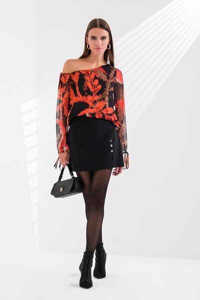 EXPLOSION Gold Metal Düğmeli Şort Etek