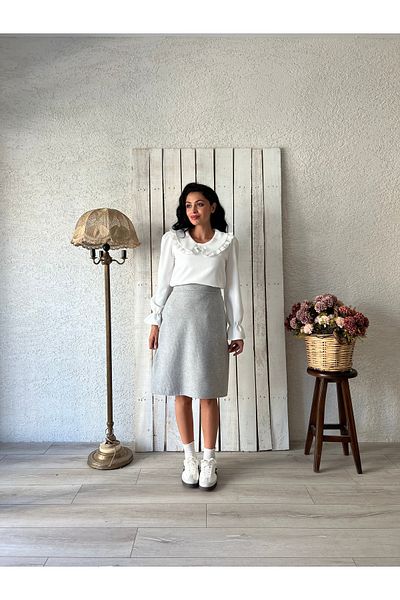 KÜÇÜĞÜM BUTİK Къса кашмирена пола в сиво