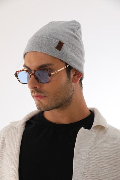 Elif İç Giyim Men's Folded Gray Combed Cotton Beret