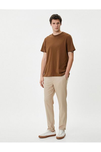 Koton Fabric Trousers Chino Pocket Detailed High Waist Slim Fit