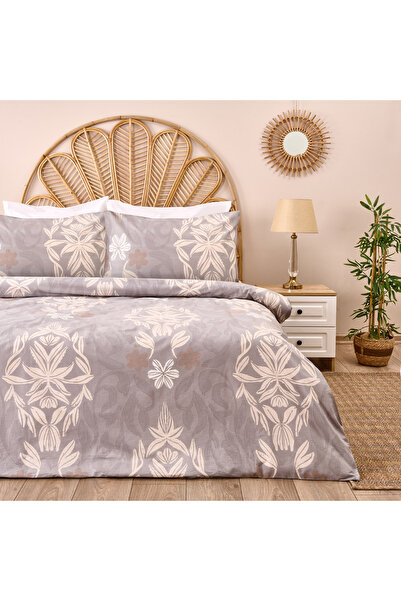 Evidea Soft Tawi Çift Kişilik Nevresim Takımı - Ekru / Gri