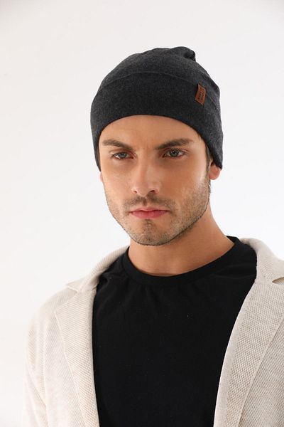 Elif İç Giyim Men's Folded Anthracite Combed Cotton Beret