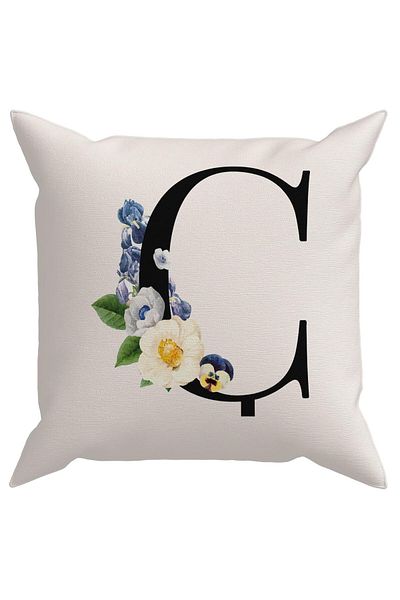Evdek Husă de pernă cu literă florală (C).