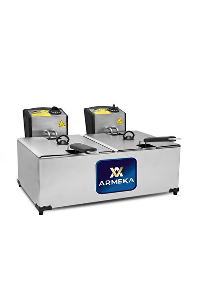 Armeka Elektrikli Fritöz 3 3 Litre Çift Hazneli Kapaklı Sanayi Tipi Fritöz Patates Kızartma