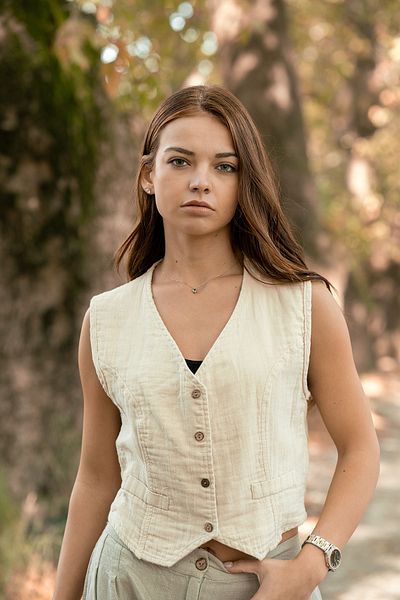 VerdeBlanco Mint Cream Colored 100% Cotton Muslin Vest - Button Detailed