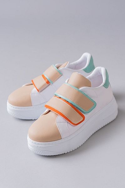 Zerenyus Pantofi sport casual pentru femei Nerolia, bej, verde, cu velcro