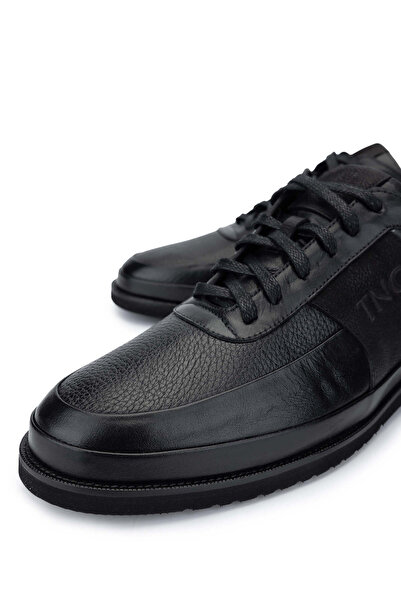 Tamer Tanca Erkek Hakiki Deri Siyah Floter Casual Ayakkabı