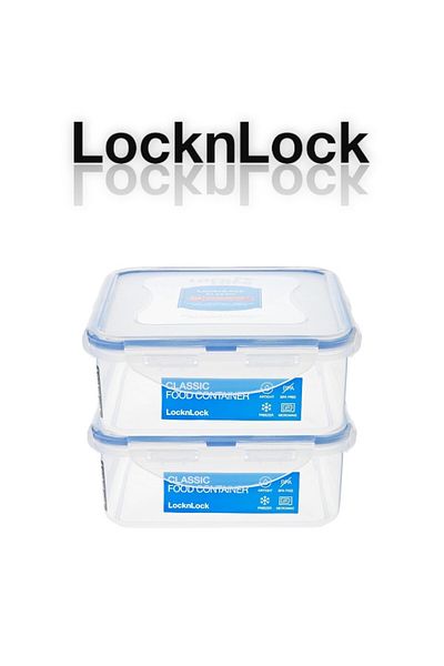 locknlock Classic Airtight Squared Containers 870ml Set of 2