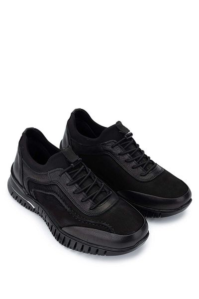 Tamer Tanca Women's Genuine Leather Black Nubuck Casual Shoes