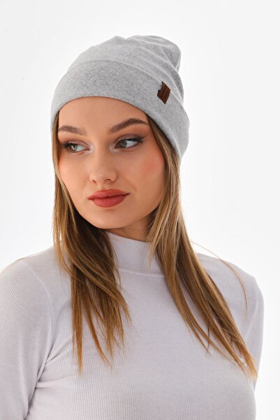 Elif İç Giyim Dámský skládaný šedý baret z česané bavlny