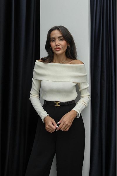 Havoş Madonna Collar Ribbed Ecru Knitwear