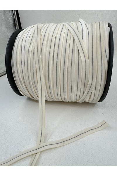 paşateks since 1995 şekil 1 cm Fancy Striped Velvet Raw-5 Meters-Ecru