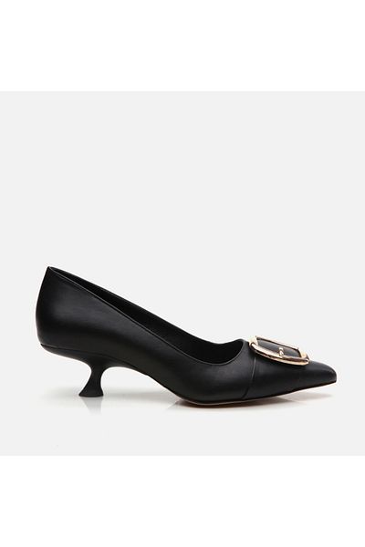 Hotiç Stiletto de damă negru din piele naturală