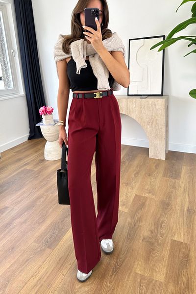 BİRCANÇİL Mary Burgundy Palazzo Trousers