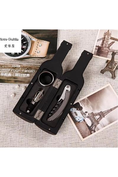hediyeconcepti 3Pcs Wine Bottle Gift Set Bottle Opener Drip Ring Wine Pourer Wine Accessories Set