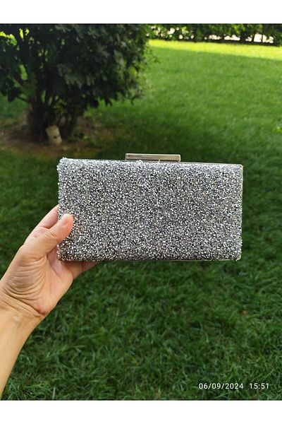lowell bag Βραδινή τσάντα φορέματος Lowell Silver Stone Box
