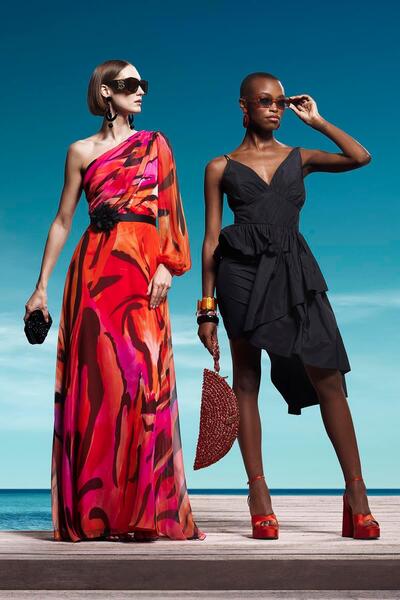 EXPLOSION Desenli Şifon Tek Kollu Şık Maxi Boy Elbise