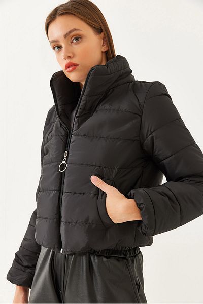 Bianco Lucci Dámská bunda s detailním prošíváním na stojáčku, nepromokavá krátká bunda 60251901