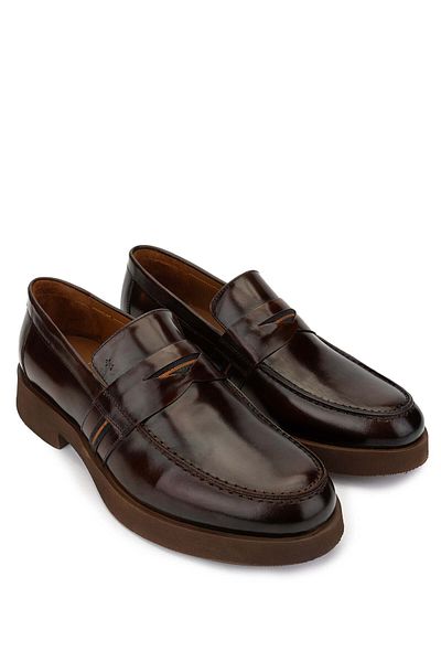 Tamer Tanca Men's Genuine Leather Tan Loafer Shoes