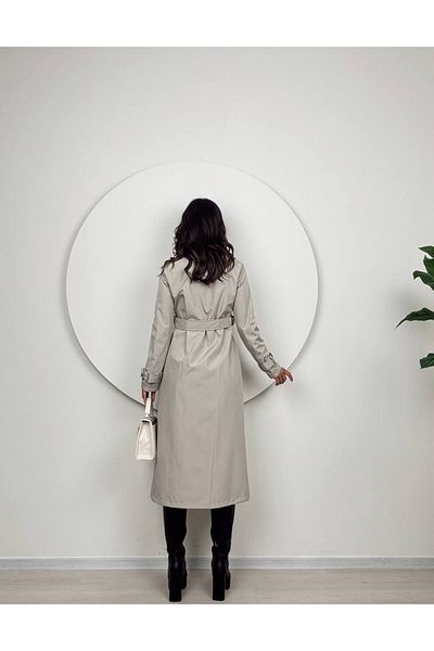 GİZONLY Double Breasted Collar Trench Coat
