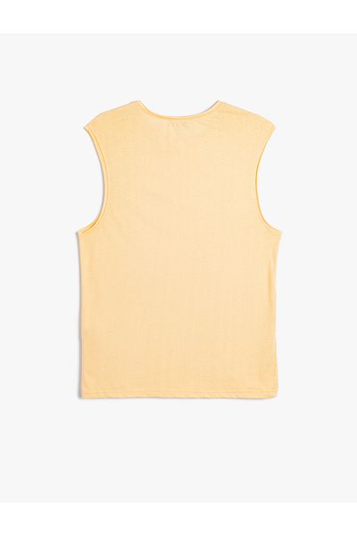 Koton Basic Sleeveless T-Shirt with Hollow Sleeve Label Detail and Crew Neck