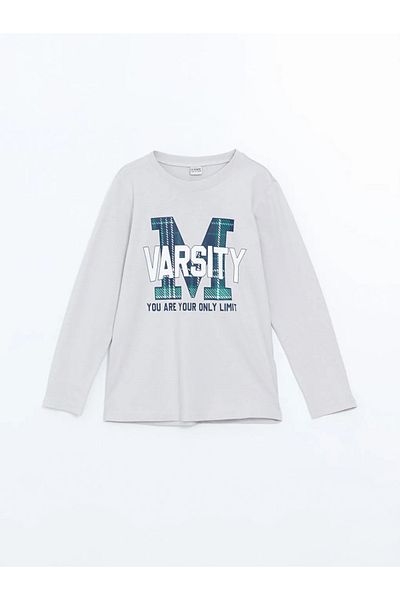 LC Waikiki Lcw Kids Light Gray Crew Neck Boy Pajamas Set