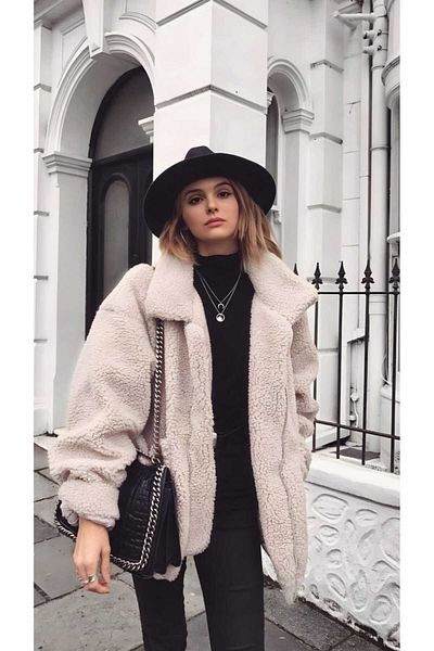 CNG MODA Double Pocket Zippered Plush Coat