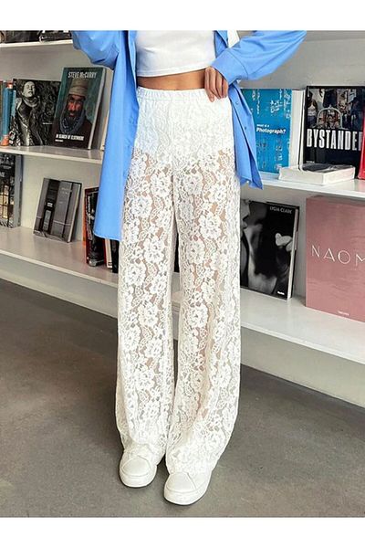 DEEP BEACH Lace Palazzo Trousers