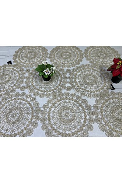 NİVEMESHOME SET PREZENTATOR 7 BUCĂȚI TRICOTAT BEJ (RUNNER + SUPLA 6 BUC.)