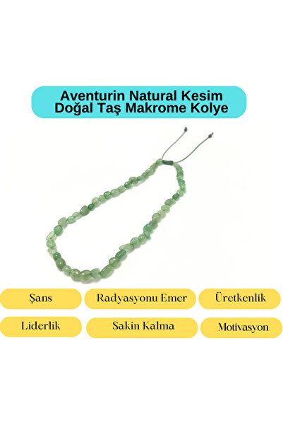 YILDIZ DOĞAL TAŞ Sertifikalı Aventurin Natural Kesim Makrome Doğal Taş Kolye ...