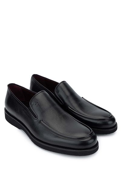 Tamer Tanca Men's Genuine Leather Black Loafer Shoes