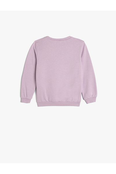 Koton Crew Neck Cotton Ribbed Floral Long Sleeve Sweatshirt