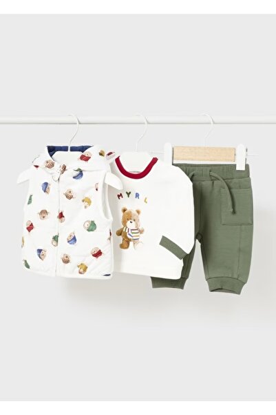 MAYORAL Green 3 Piece Inflatable Vest and Sweatpants Set for Baby Boy