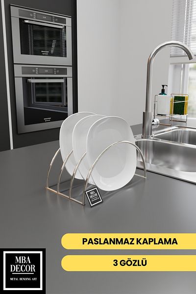 mba decor metal bending art Silver Stainless 3-Burner Pan Pot and Plate Holder – In-Cabinet Organizer, Stylish Kitchen Solution
