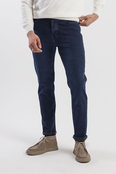 Jakamen Βαμβακερό τζιν παντελόνι με σκούρο μπλε Navy Slim Fit που πλένεται