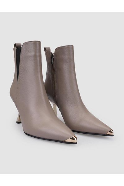 Cabani 100% Genuine Leather Mink Zippered Women's Heeled Boots
