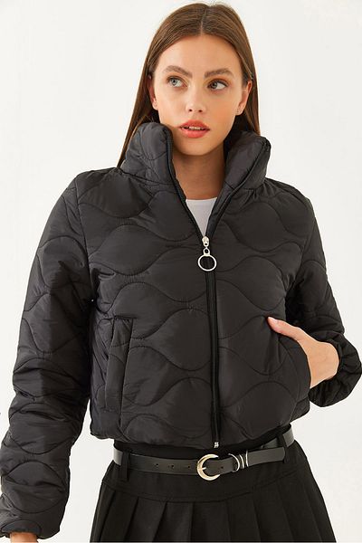 Bianco Lucci Wasserdichte kurze Pufferjacke für Damen mit Stehkragen 60251900