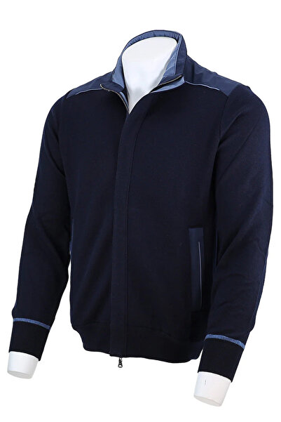 PAUL&SHARK Men's Stand Collar Wool Long Blue Sweater 14311206 -050