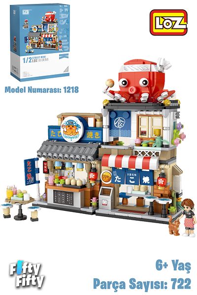 Vagonlife Loz Street Mini Octopus Shop - Lz1218, 722 Piece Toy Building Set