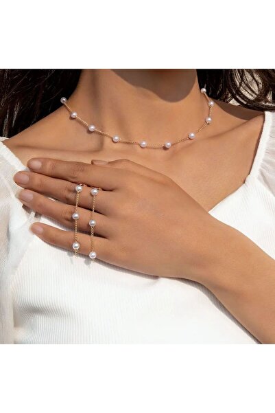 Shiklik MODA مجموعة مجوهرات نسائية بسلسلة من اللؤلؤ تُكمل أناقتك، تتضمن أقراط...